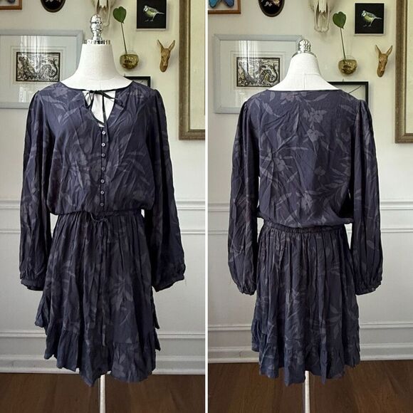 Z Supply Camila Mini Dress Shadow Grey Floral L - Picture 2 of 11